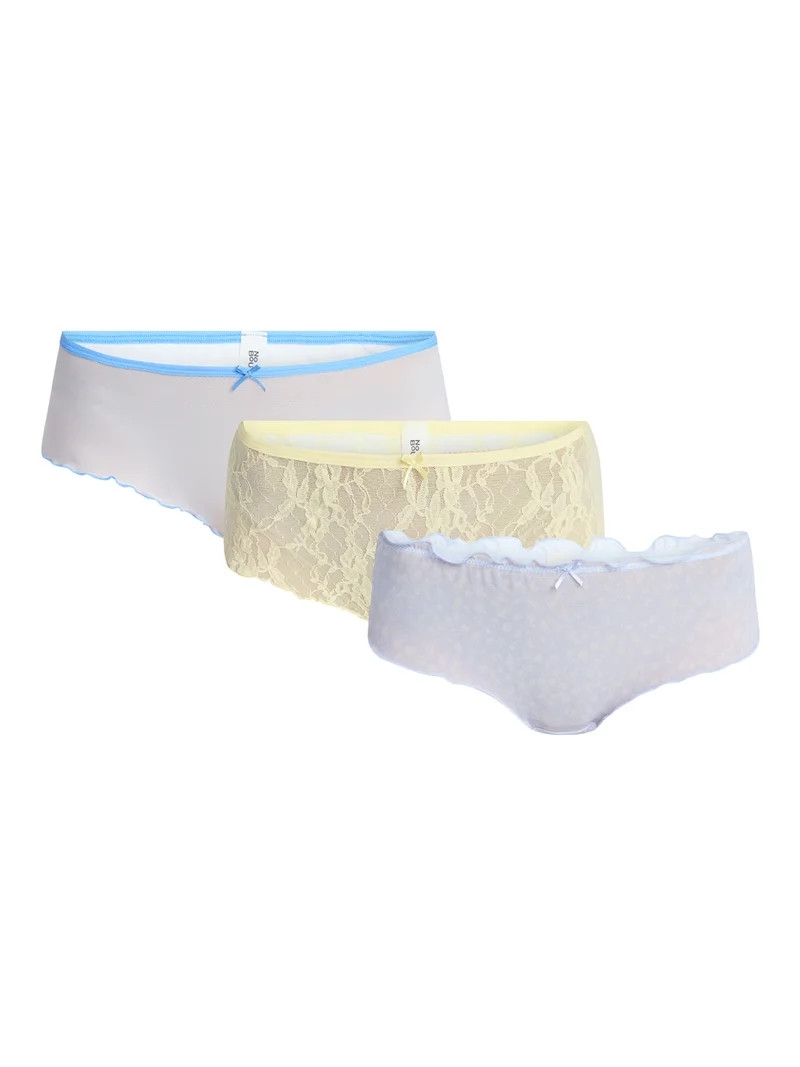 No Boundaries Mesh and Lace Cheeky Panties, 3-Pack, Women's XS-XXXL | Walmart (US)