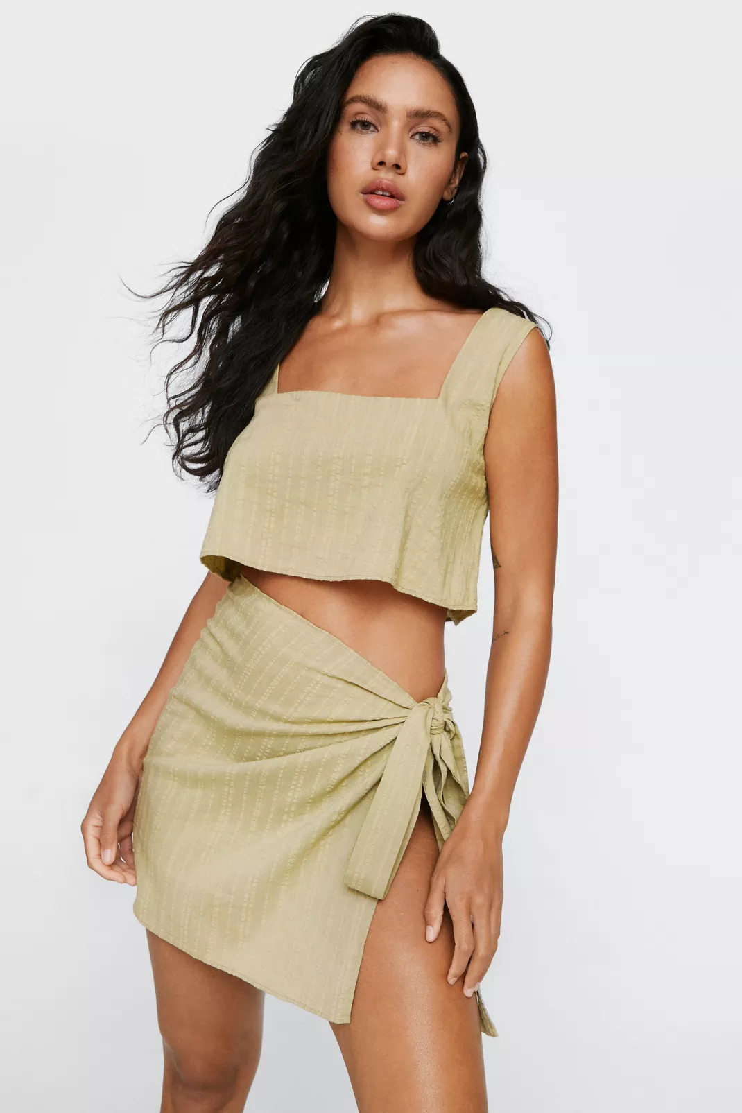Textured Cotton Cropped Vest And Sarong Set | NastyGal (UK, IE)