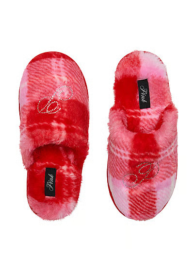 Faux-Fur Closed-Toe Slippers, Print, S - Women's - PINK | Victoria's Secret (US / CA )