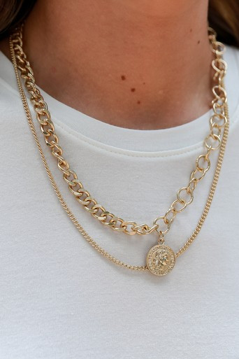 Morgan Gold Coin Layered Necklace | Dress Up