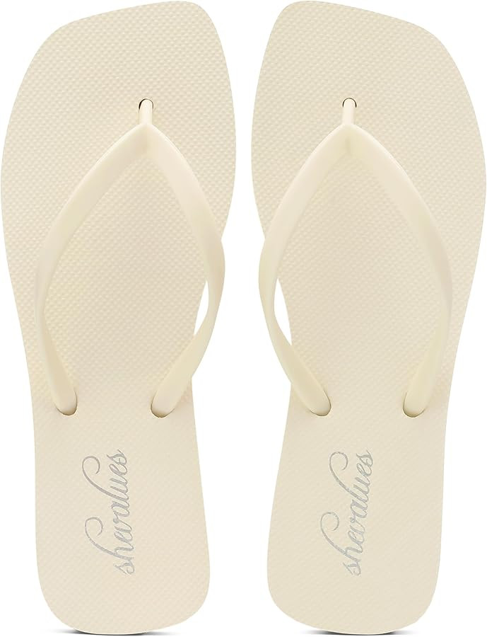 shevalues Women's Slim Square Toe Flip Flops Comfortable Summer Rubber Thong Sandals for Beach, S... | Amazon (US)