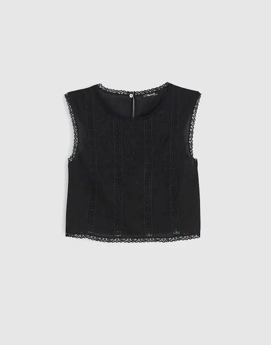 Embroidered Lace-Insert Top | Madewell