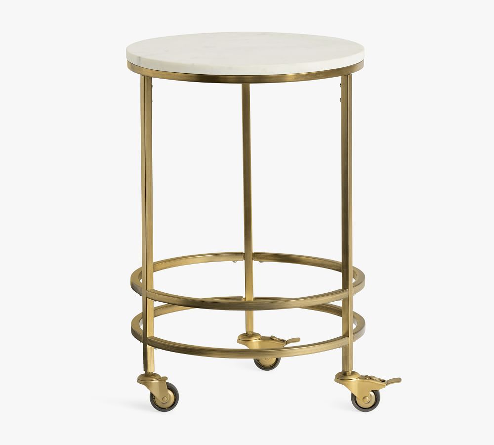 Delaney 16" Round Marble Bar Cart | Pottery Barn (US)