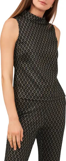 Geometric Jacquard Sleeveless Mock Neck Top | Nordstrom