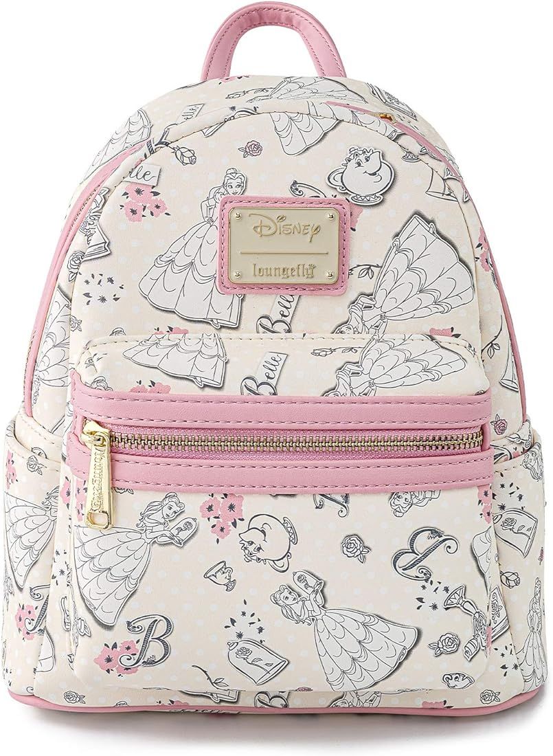 Loungefly Disney Beauty and the Beast Belle All Over Print Womens Double Strap Shoulder Bag Purse | Amazon (US)
