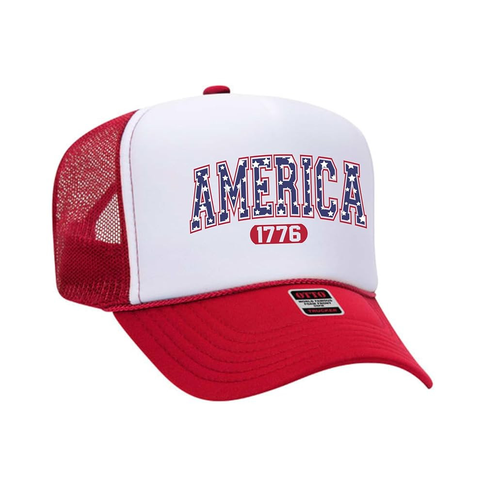 4th of July Trucker Hat, America 1776, High-Profile Foam, Mesh Back, Adjustable snapback, Memoria... | Amazon (US)