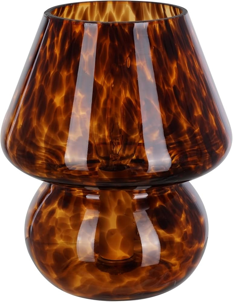 Catalina Lighting 8" Glass Mushroom Lamp, Brown Tortoise, Glossy Finish | Amazon (US)