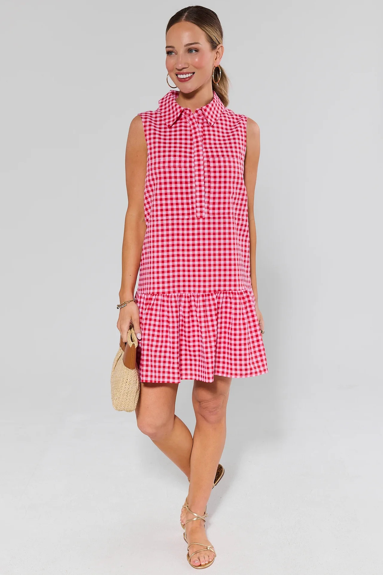 Georgie Red Gingham Short Dress | Avara
