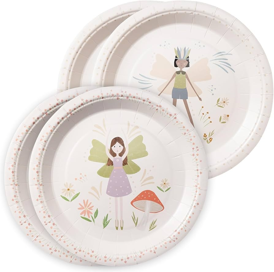 Cheerland 24 Pcs Fairy Party Plates Set Disposable Paper Plates Pastel Enchanting Party Tableware... | Amazon (US)