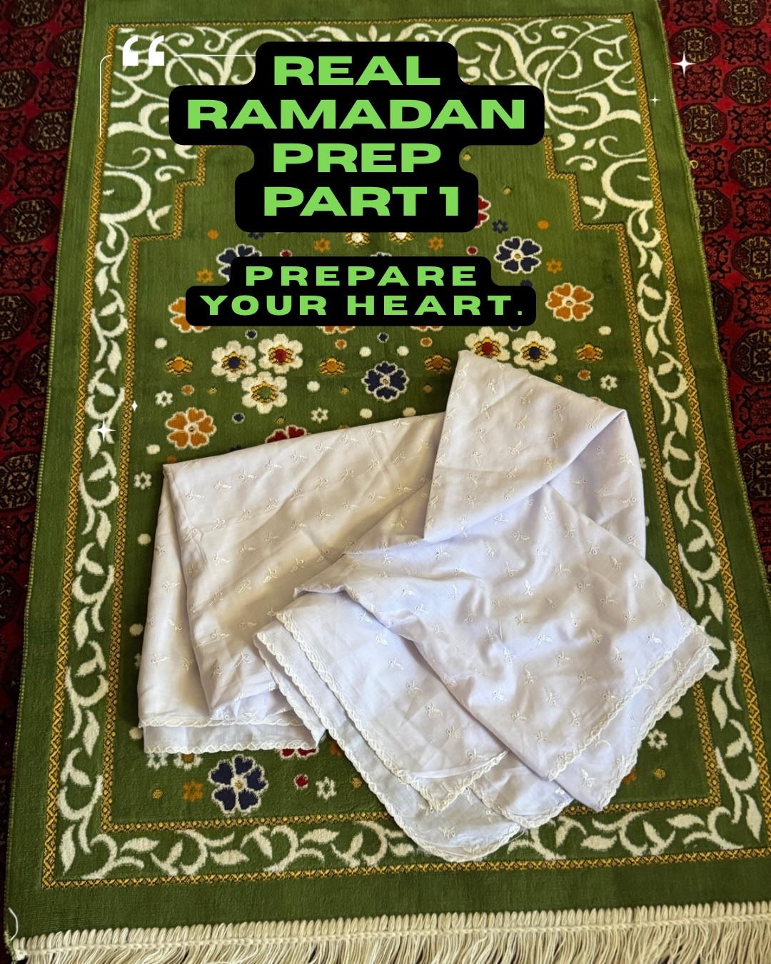 Last year I did a food of the Ummah series, the year before I didn’t do much of anything. This year I am bringing you along on my real time journey to Ramadan preparation. 

I am horrible at doing my prayers on time. I have the absolute best intentions I mean I will make wudu and then get distracted on the way to the prayer mat!! I am not a creature of habit so making it a “habit” is not a thing for me. But I’m putting things in place that I hope will help. I’m going to make it harder to have an excuse and I’m going to rethink how I approach the prayer. While I breathe I hope. I get a tiny commission if you buy the products via my links in my #ltk shop

#ramdan #prayer #modest #hijab