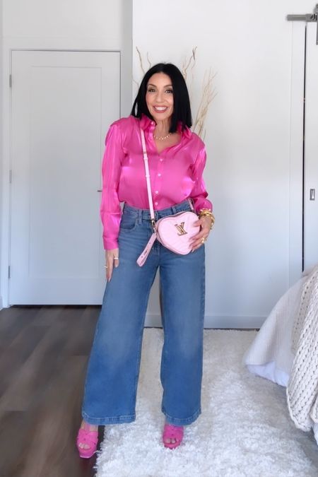 Pink + Denim For Valentines 
LV Heart Bag Older 
Found Similar 
Pink YSL Heels Older 

Wearing 26 short in jeans I like them baggy.

#LTKMostLoved #LTKstyletip #LTKover40