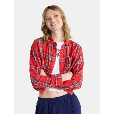 Netflix Stranger Things Cotton Cropped Flannel from No Boundaries, Women’s & Women’s Plus | Walmart (US)