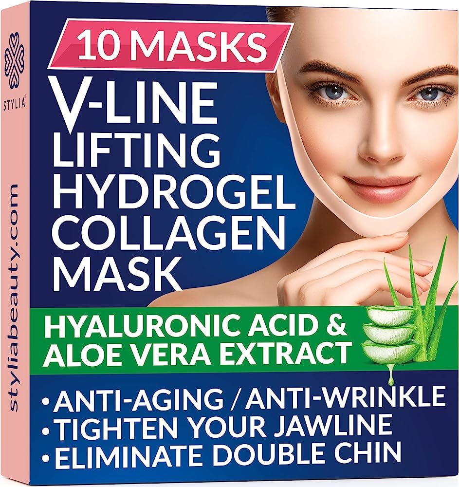 10 Piece V Line Shaping Face Masks - Double Chin Reducer - Lifting Hydrogel Collagen Mask with Al... | Amazon (US)