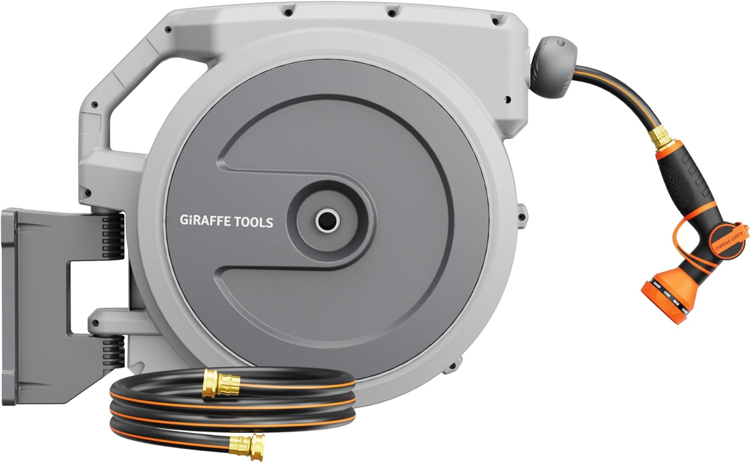 Giraffe Tools Heavy Duty Retractable Garden Hose Reel 1/2 130 FT, Wall Mounted with 9 Pattern Noz... | Amazon (US)