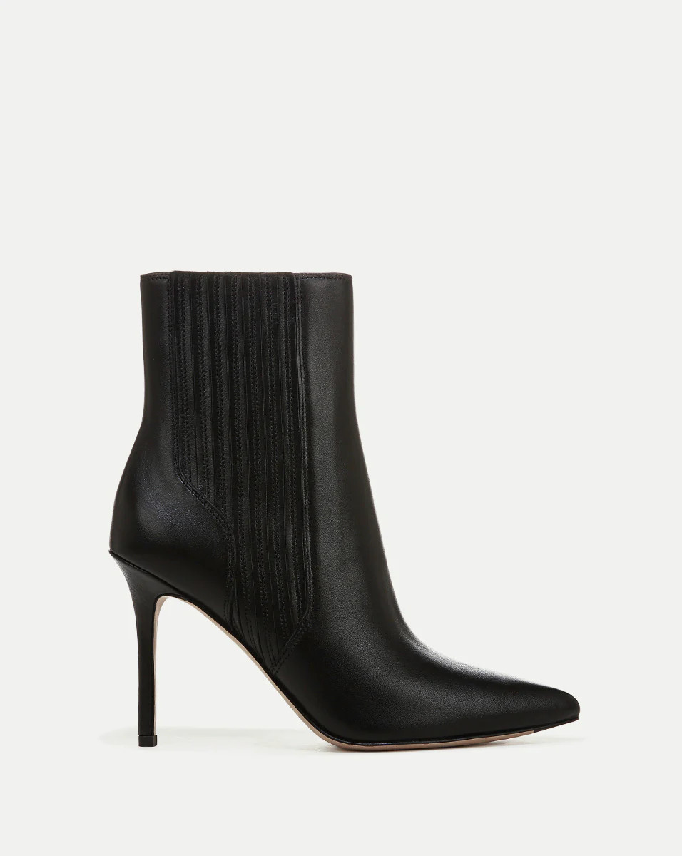 Veronica Beard Lisa Leather Stiletto-Heel Bootie Black | Veronica Beard