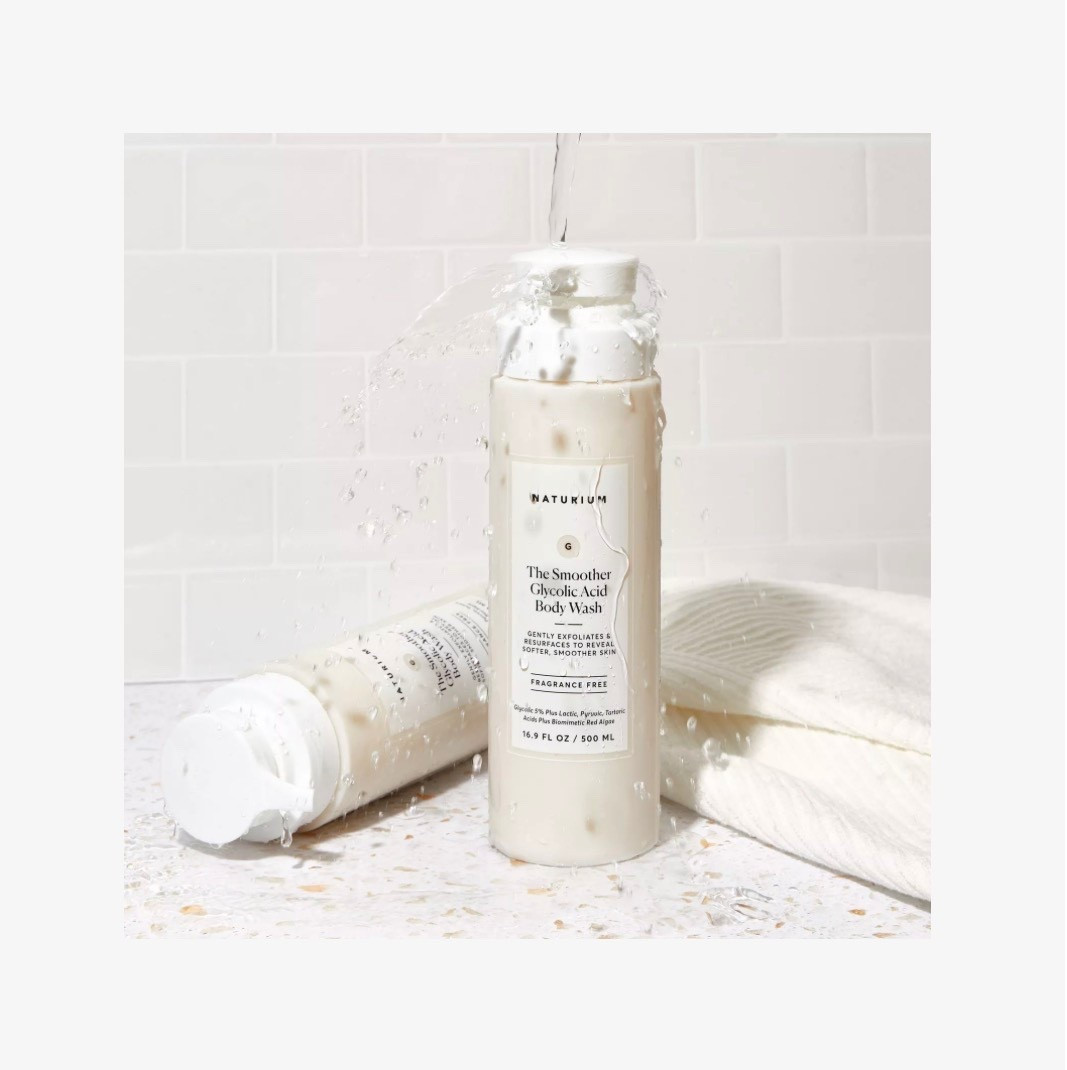 The Smoother Glycolic Acid Exfoliating Body Wash from Naturium is a glycolic acid body wash exfoliates uneven and bumpy texture to reveal softer, smoother skin. Rated 79/100 on the Yuka app!

#LTKselfcare #LTKOver40 #LTKBeauty