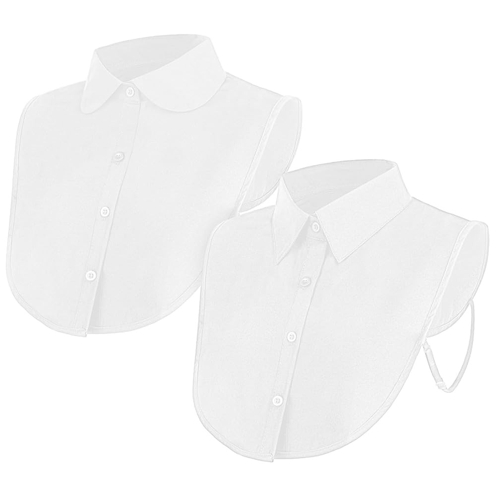 2 Pieces Fake Collar for Women Shirts, Detachable Collar Half False Blouse Dickey for Women Girls... | Amazon (UK)