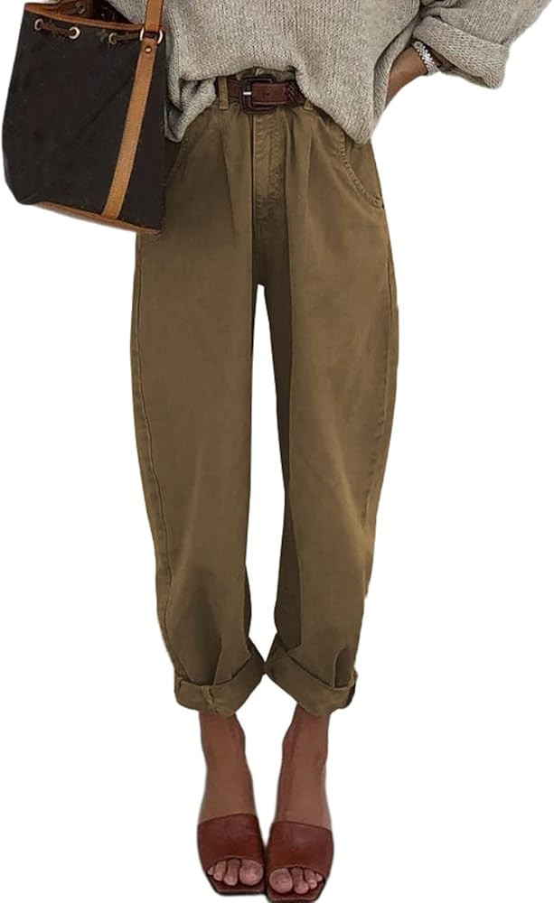 Astylish Womens High Waisted Baggy Jeans Boyfriend Cropped Loose Denim Pants | Amazon (US)