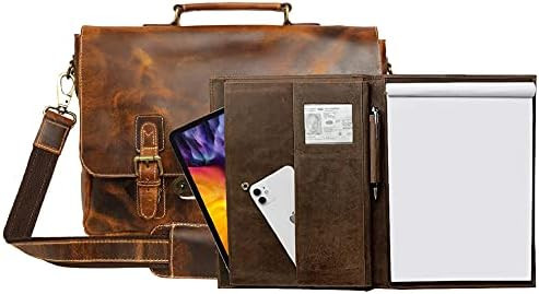 Retro Style Leather Satchel Bag and Leather Journal Combo - for Every Office Going Man & Professiona | Amazon (US)