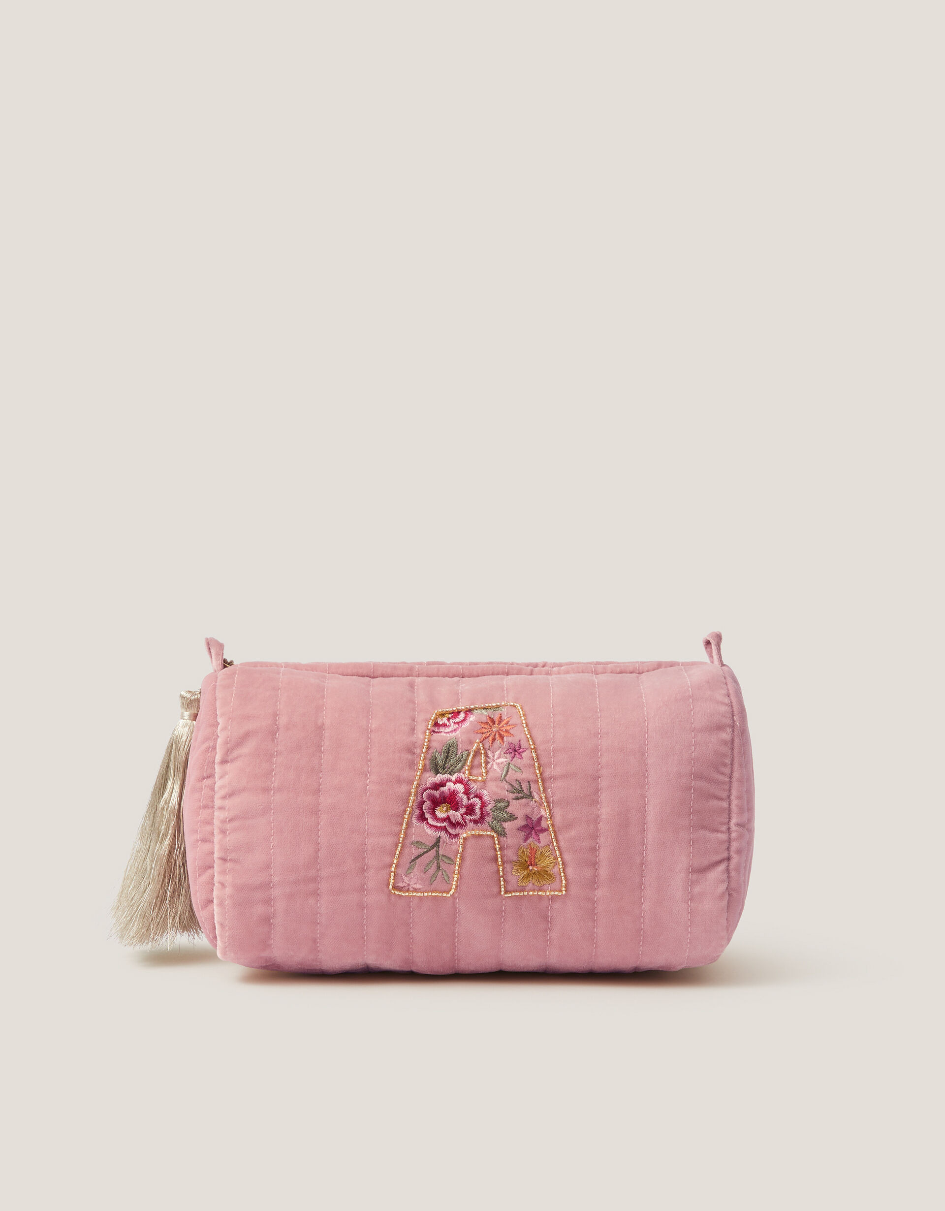 Floral Initial Quilted Beauty Bag Pink | Monsoon (UK)