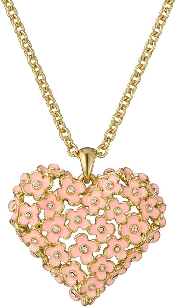 Ted Baker London Bonte Bouquet Heart Pendant Necklace for Women (Gold/Light Pink & Crystal) | Amazon (US)