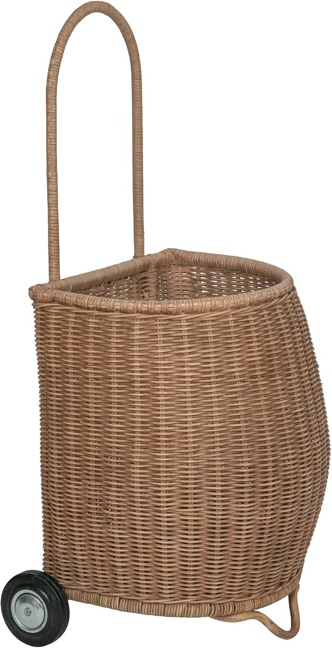 KOUBOO French Market Basket with Wheels, Handwoven Rattan Organizer Brown | Amazon (US)