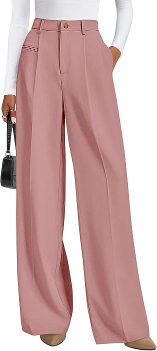 PRETTYGARDEN Women's Tailored Wide Leg Work Dress Pants     High Waisted Flowy Business Casual Pa... | Amazon (US)