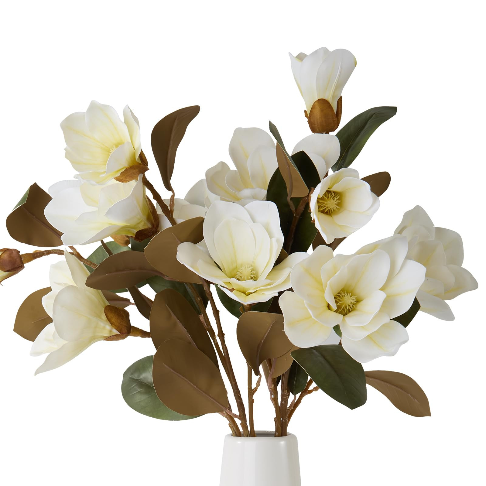 2PCS 32.2inch Artificial Magnolia Flowers 3D Real Touch 6 Heads Faux Magnolia Flower Bouquets Rea... | Amazon (US)