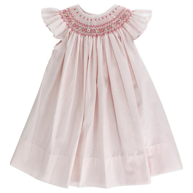 Pale Pink w/ White Flowers- Bishop Dress | The Bailey Boys