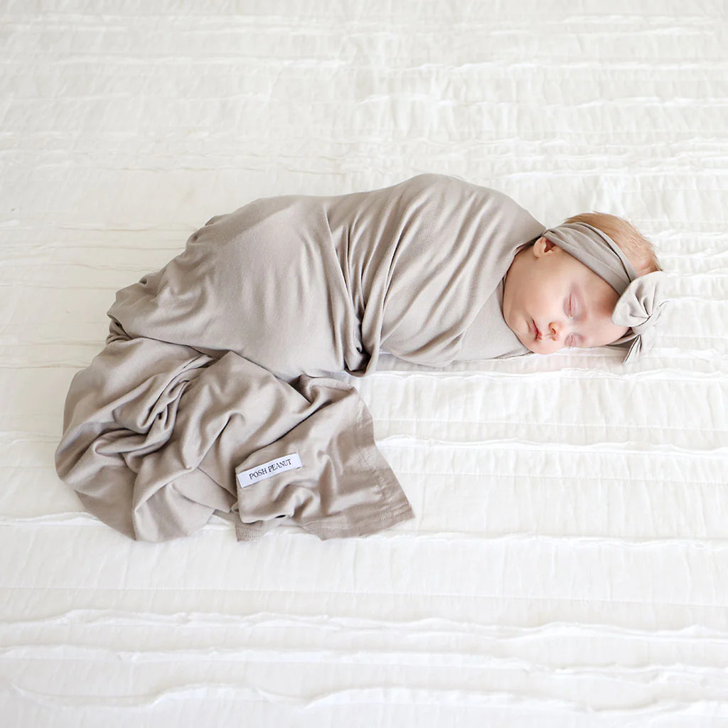Solid Brown Swaddle Headband Set | Taupe | Posh Peanut