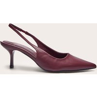 Burgundy Pu Point Toe Sling Back Mid Heeled Courts | PrettyLittleThing IE