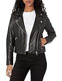 Lucky Brand Women's Classic Leather Moto Jacket, Washed Black, S | Amazon (US)