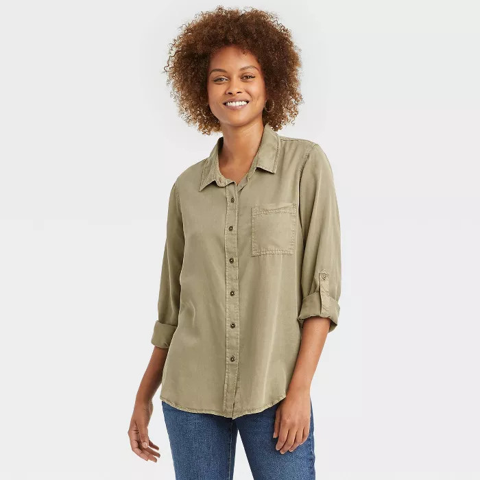 Women's Long Sleeve Button-Down Shirt - Knox Rose™ Green | Target