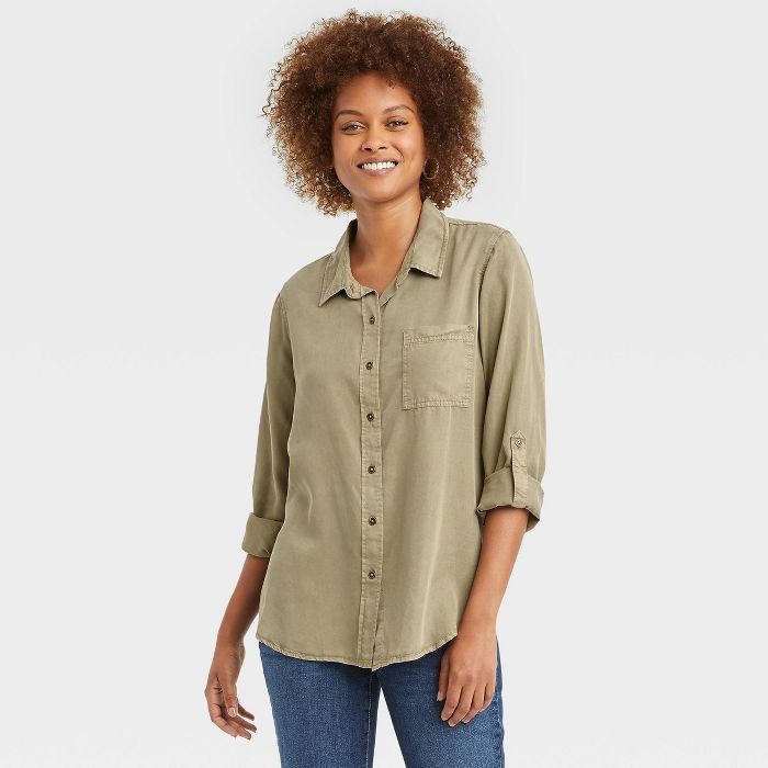 Women's Long Sleeve Button-Down Shirt - Knox Rose™ Green | Target