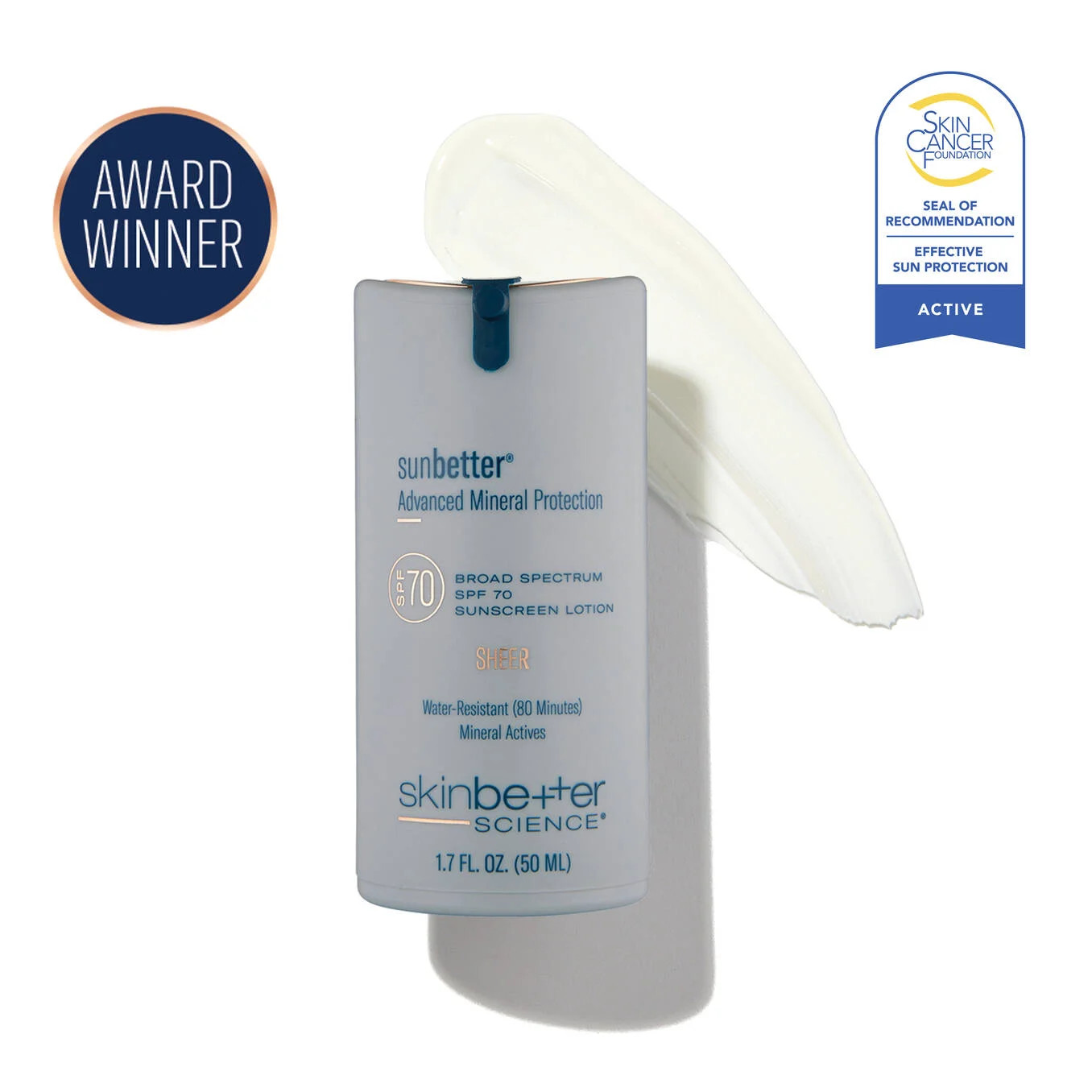 sunbetter SHEER SPF 70 Mineral Sunscreen Lotion | skinbetter | Skinbetter Science