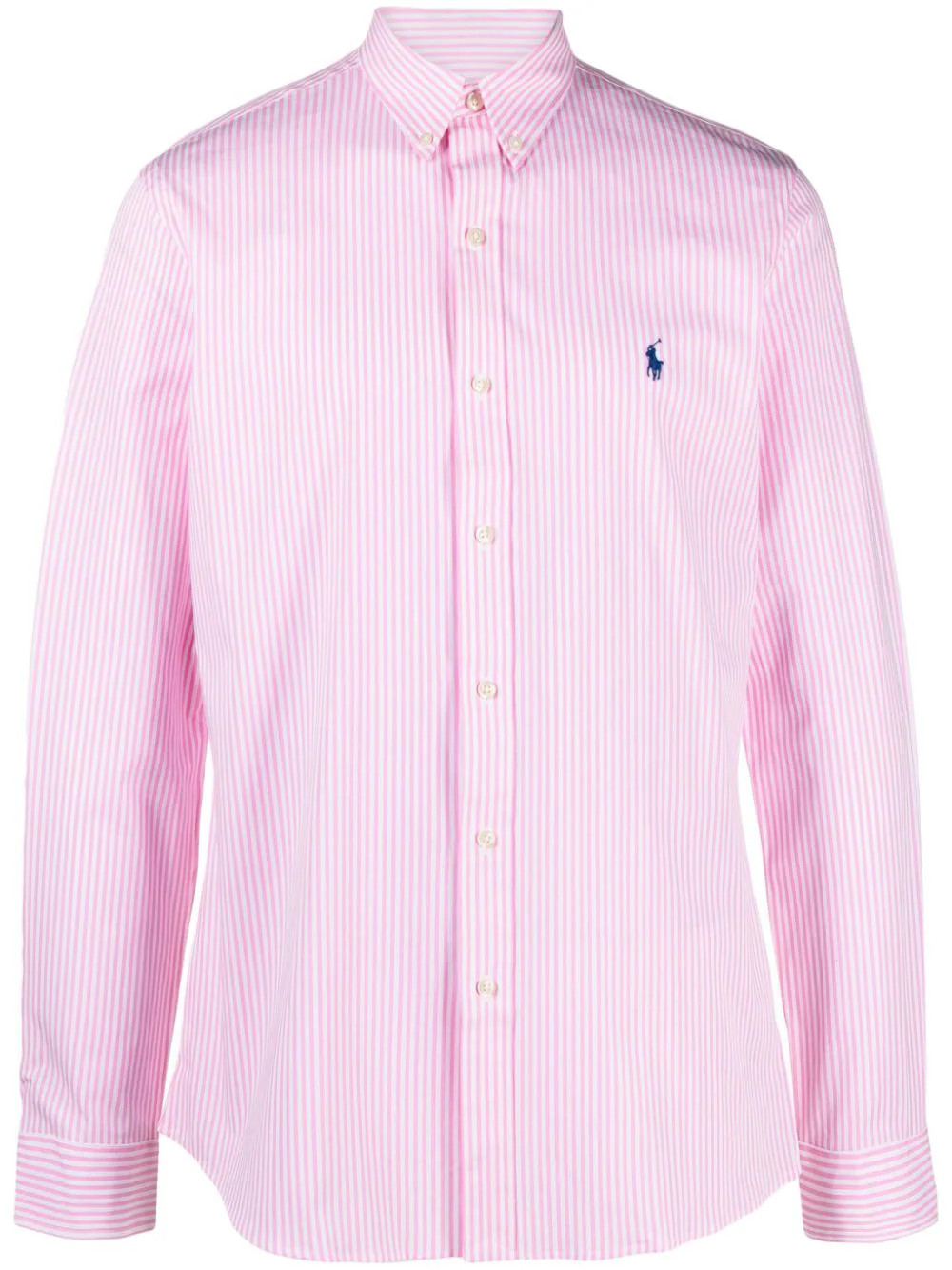 Polo Ralph Lauren embroidered-logo striped shirt - Pink | Farfetch Global