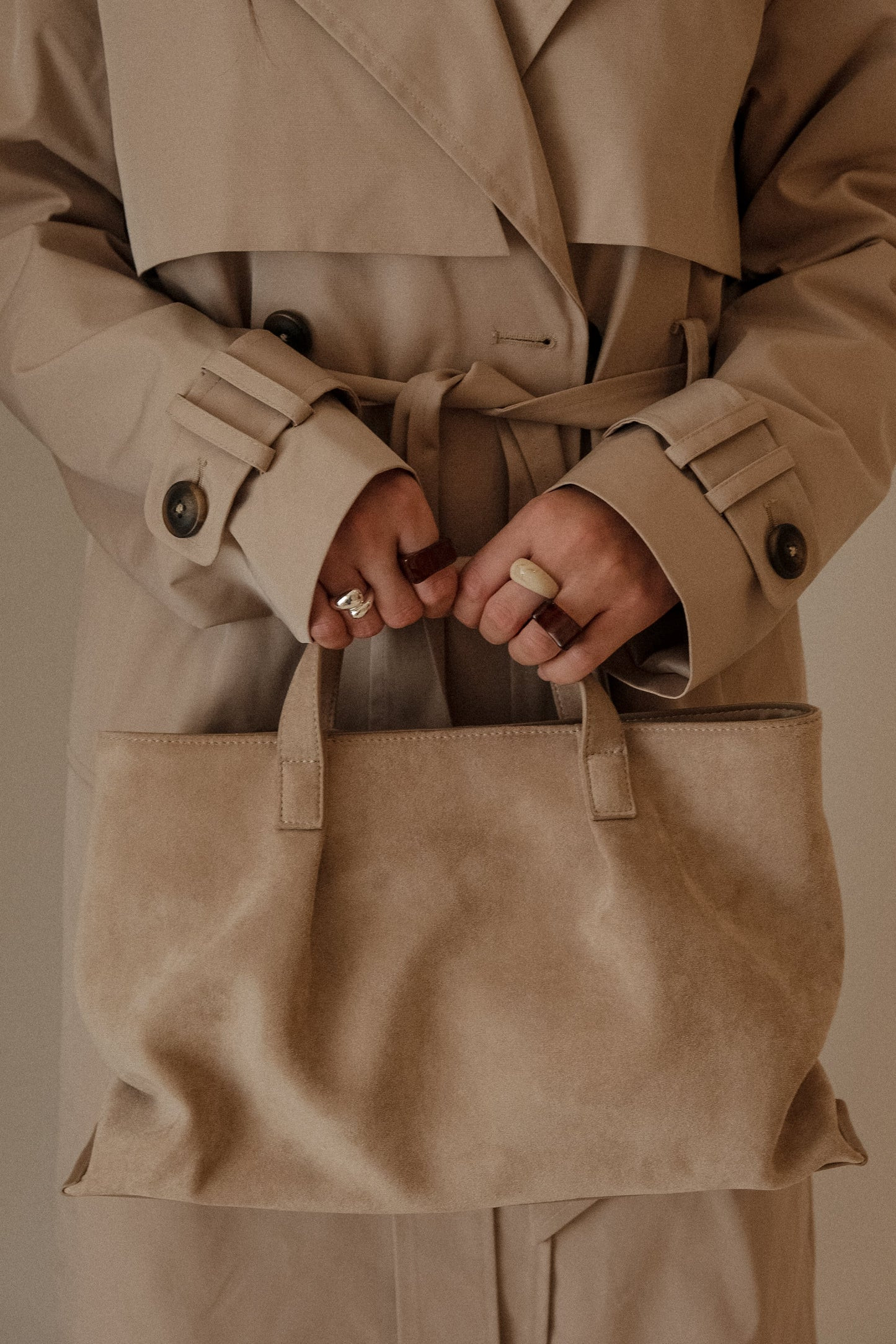 Baylor Faux Suede Bag - Natural | MESHKI US