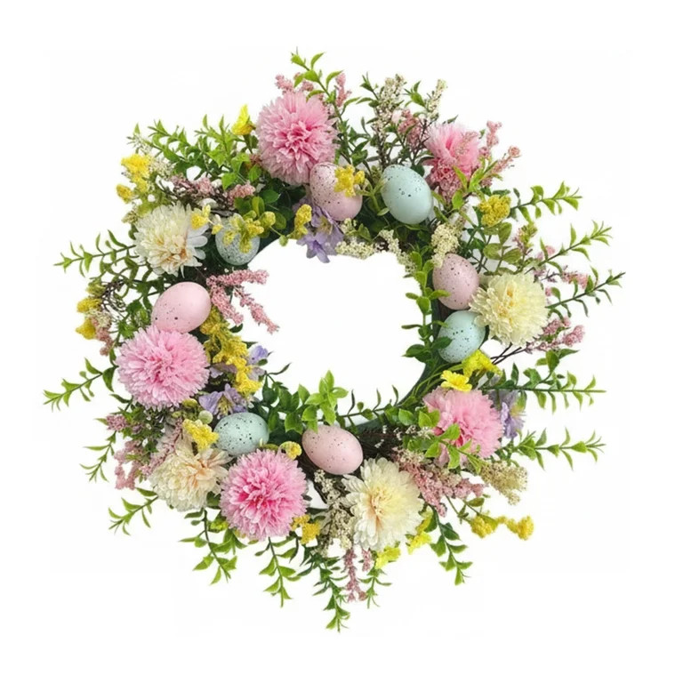 HuiXinOu Easter Bunny Wreath with Eggs, Hanging Home Holiday Decor, Front Door and Wall Decoratio... | Walmart (US)