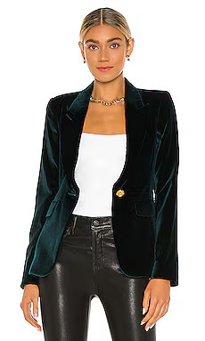 Smythe Velvet Peaked Lapel Blazer in Emerald from Revolve.com | Revolve Clothing (Global)