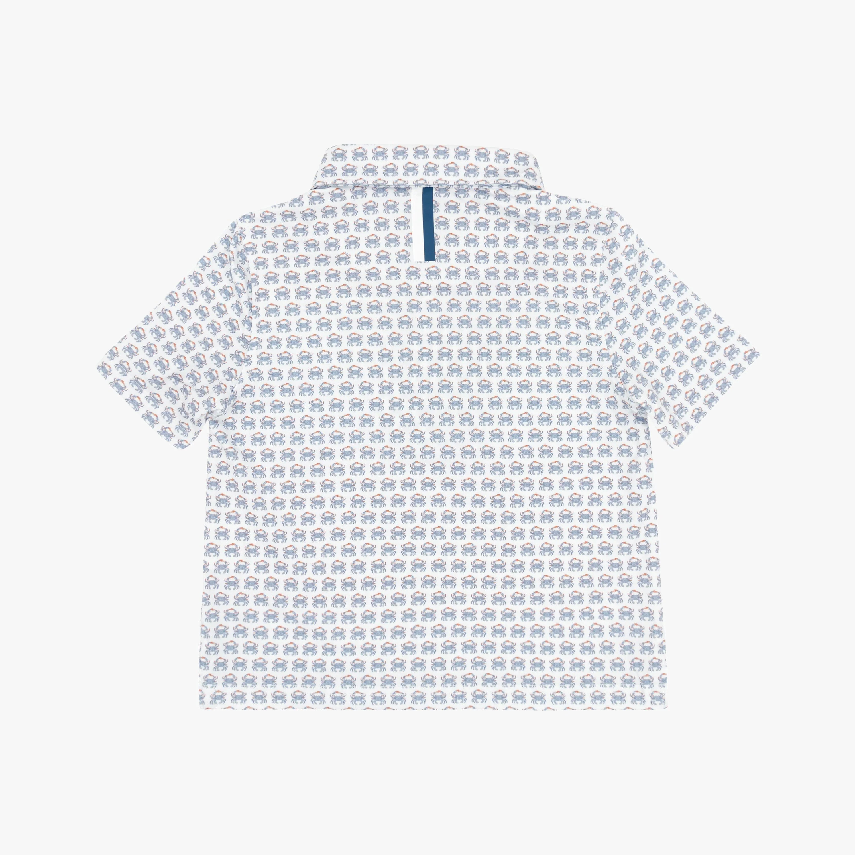The Lil' Blue Crab Performance Polo - White | Rhoback | RHOBACK