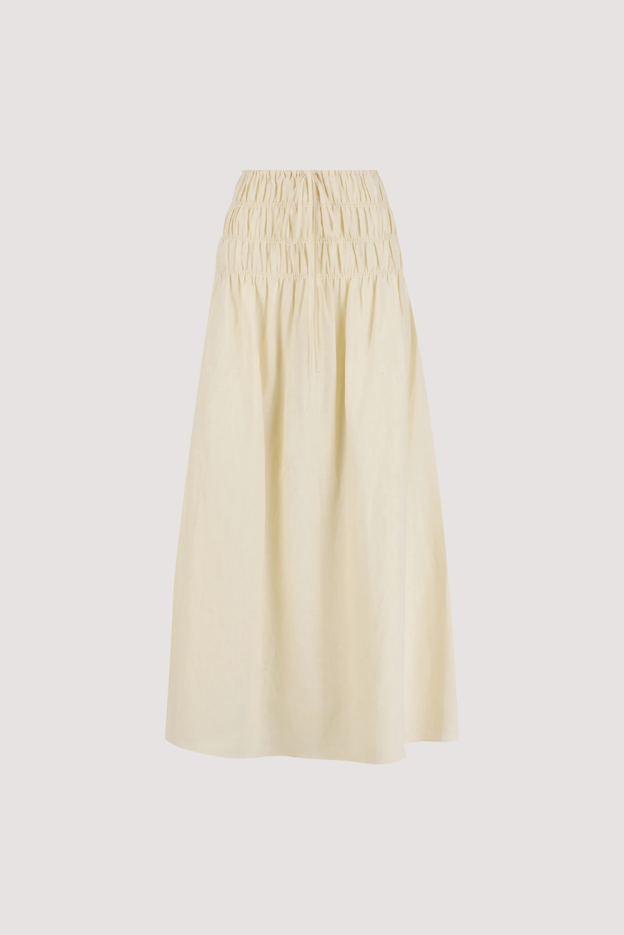 MAIA STRAW LINEN SHIRRED SKIRT | DISSH