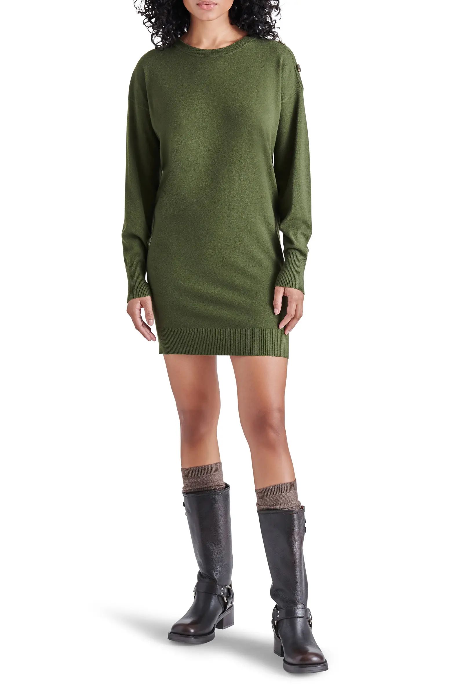 Madelyn Button Shoulder Long Sleeve Sweater Dress | Nordstrom