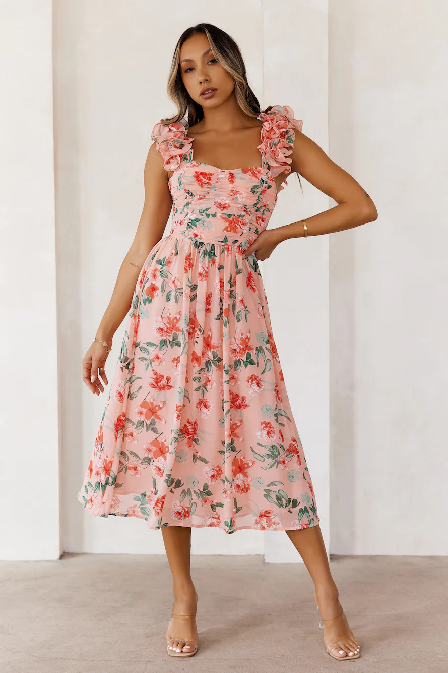 Enchanted Eden Midi Dress Pink | Hello Molly (AU)