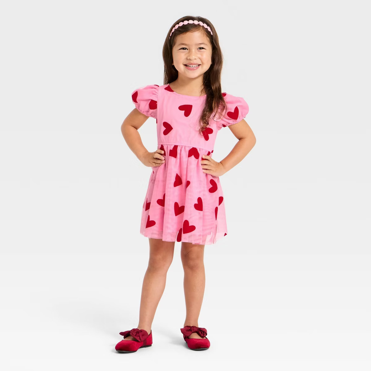Toddler Girls' Valentine's Heart Tulle Dress - Cat & Jack™ Pink | Target