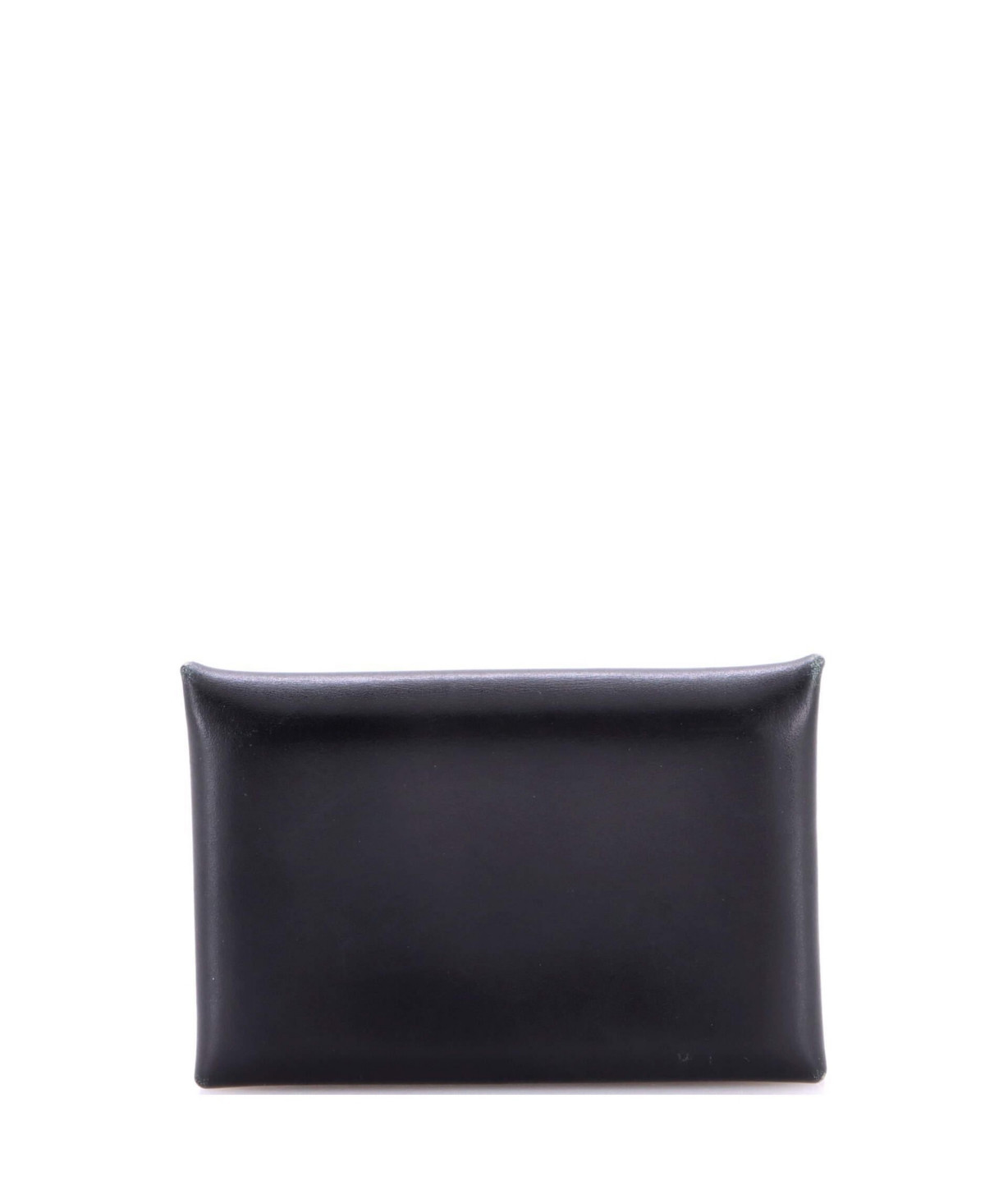 Pre-Owned HERMES Calvi Duo Card Holder Box Calf - Black | Macy's
