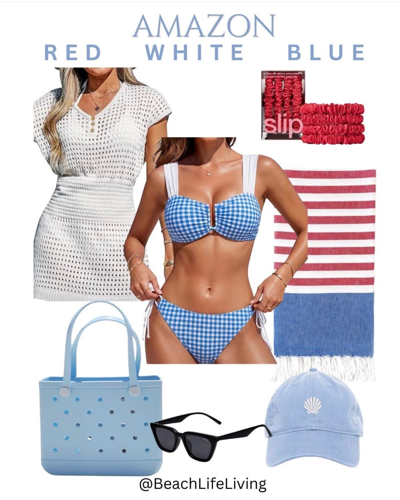 Red White and Blue bathing suit ready for summer. Crochet bathing suit cover up goes beautifully with the blue bathing suit and blue tote bag.

#LTKdayinmylife #LTKSeasonal #LTKmomlife