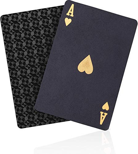ACELION Cool Plastic Playing Cards, Deck of Cards, Waterproof Playing Cards, Poker Cards for Gift Party Game (Black Diamond) | Amazon (UK)