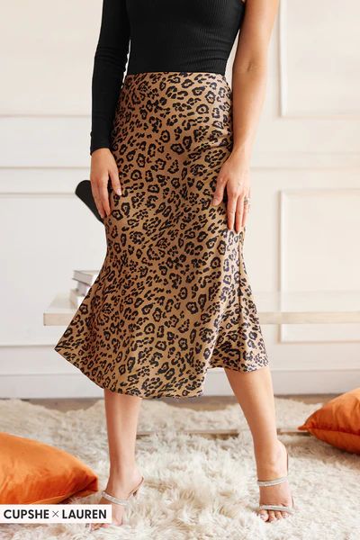 Spotlight Leopard Print High Waist Satin Skirt | Cupshe US