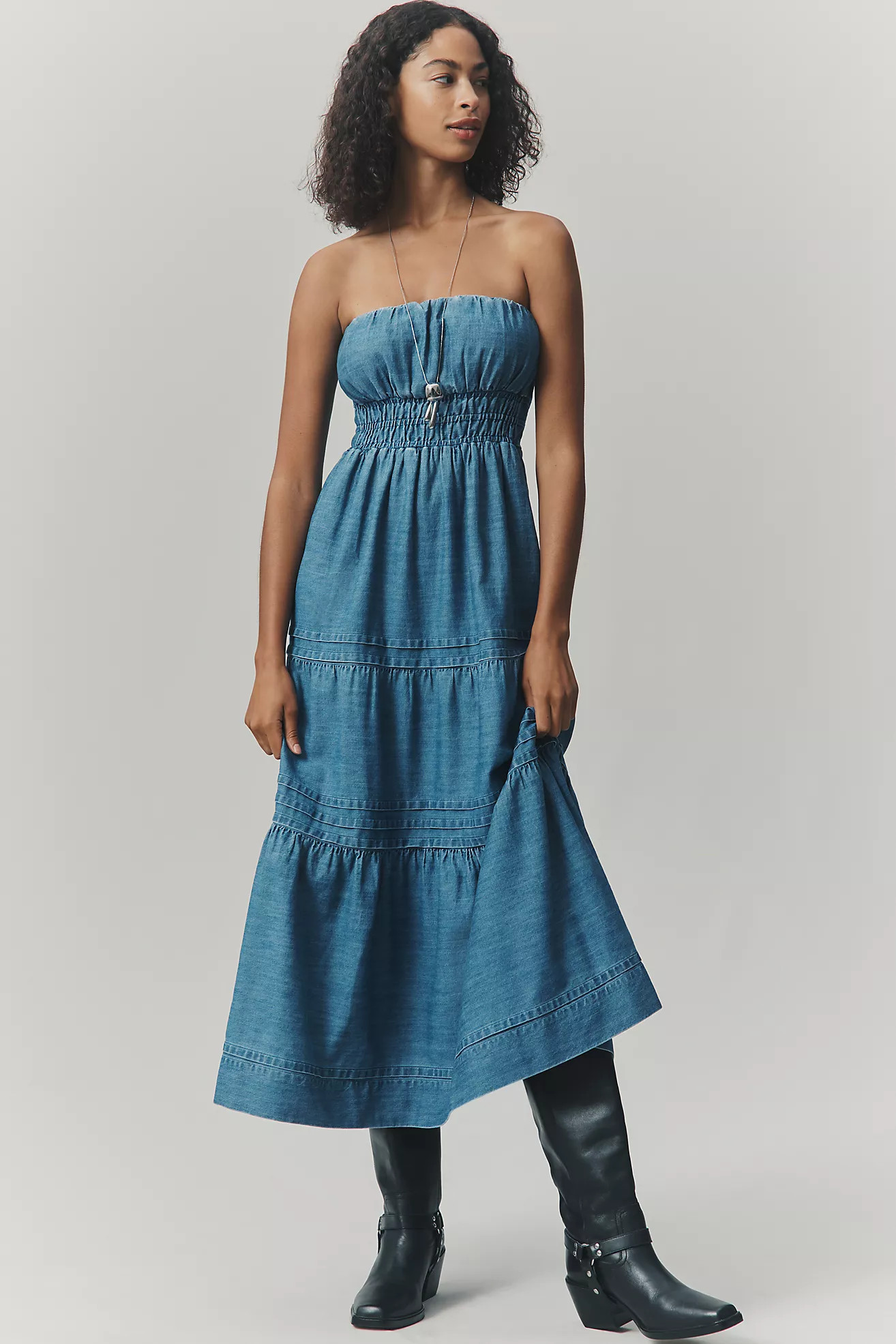 The Somerset Strapless Denim Maxi Dress | Anthropologie (US)