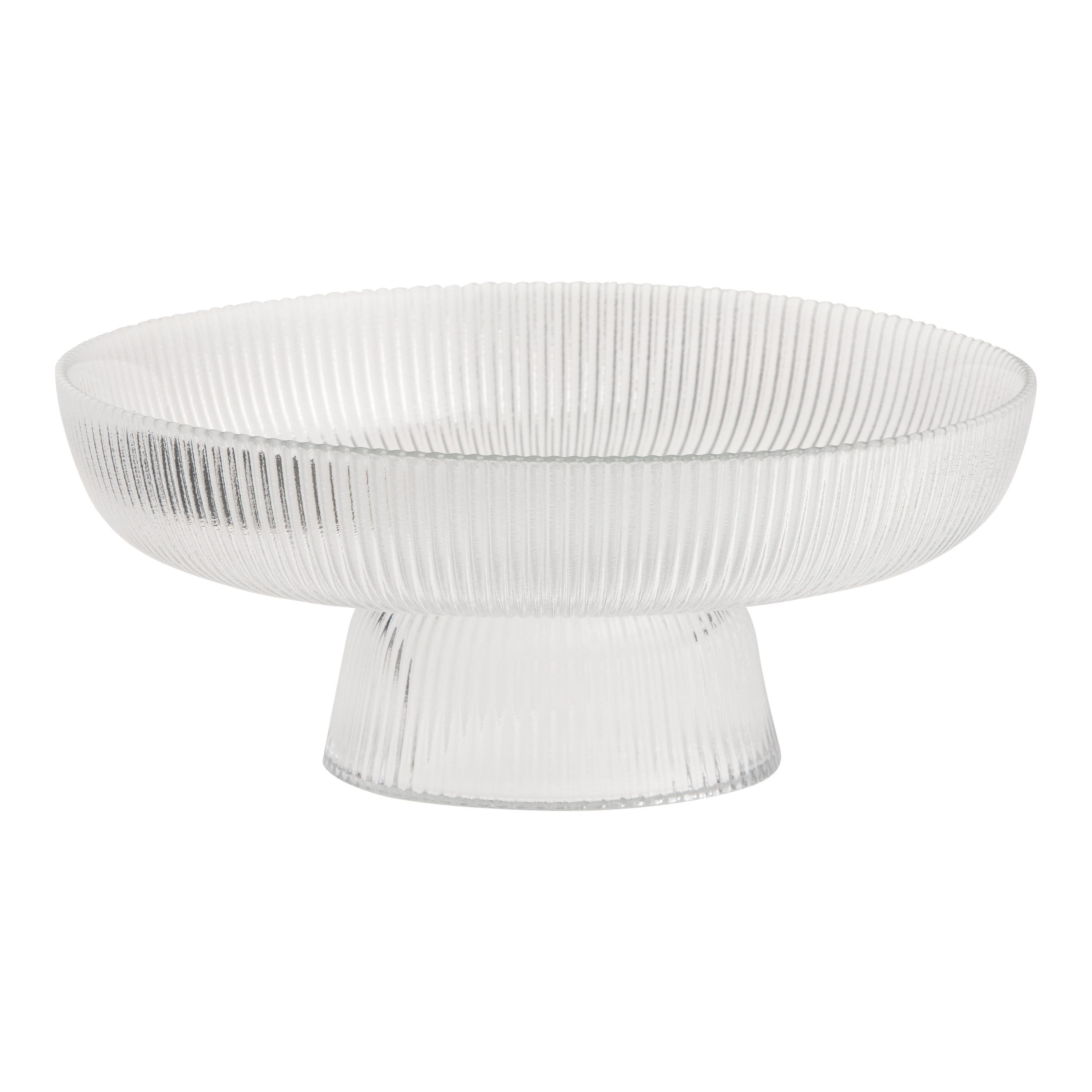 Ribbed Glass Pedestal Serving Bowl | World Market